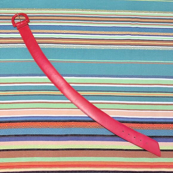 Vintage 1980's Axiom Lipstick Red Genuine Leather Wide Waist Belt size Medium - Picture 12 of 12